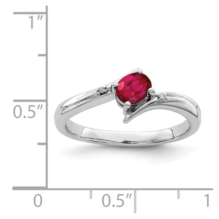 Rings Goldia Sterling Silver Rhodiumplated Ruby and Diamond Ring
