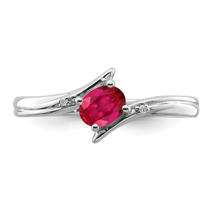 Rings Goldia Sterling Silver Rhodiumplated Ruby and Diamond Ring