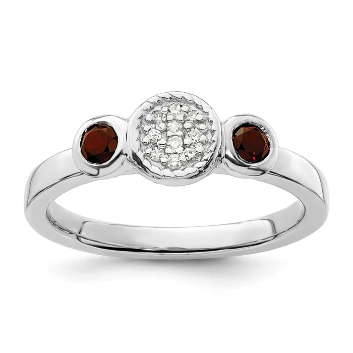 Rings Goldia Sterling Silver Stackable Expressions Dbl Round Garnet u0026 Dia Ring