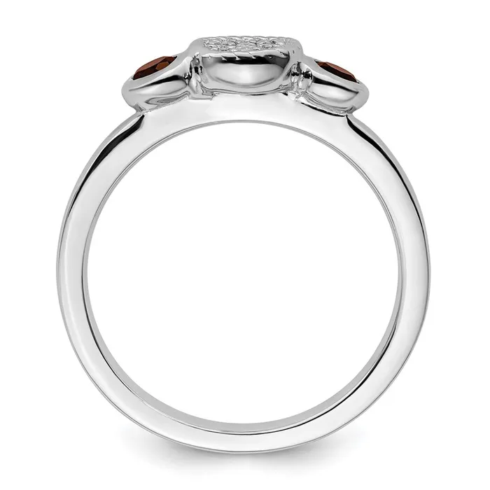 Rings Goldia Sterling Silver Stackable Expressions Dbl Round Garnet u0026 Dia Ring