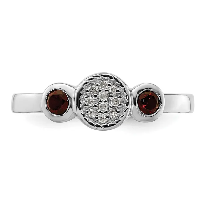 Rings Goldia Sterling Silver Stackable Expressions Dbl Round Garnet u0026 Dia Ring