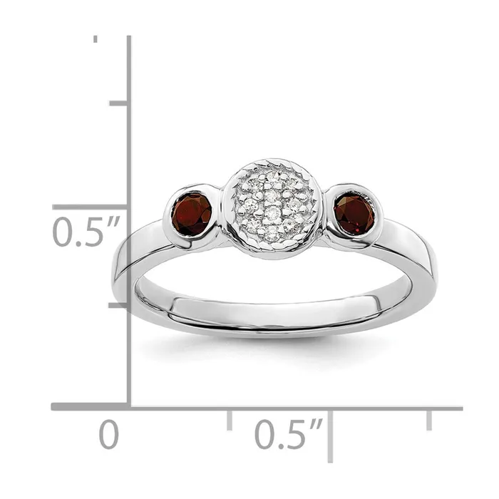 Rings Goldia Sterling Silver Stackable Expressions Dbl Round Garnet u0026 Dia Ring