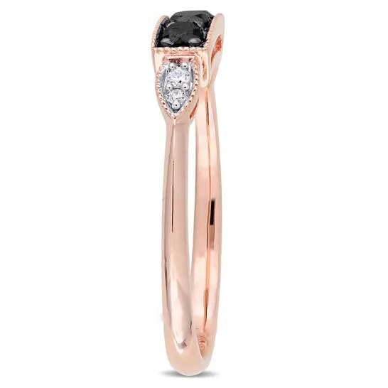 Rings JMS always Original Amour 10k Pink Gold 14 CT TDW Black and White Diamond Ring Rings JMS always Original Amour 10k Pink Gold 14 CT TDW Black and White Diamond Ring