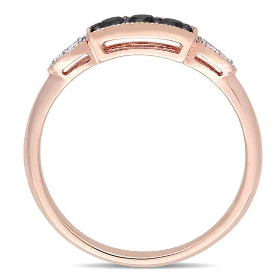 Rings JMS always Original Amour 10k Pink Gold 14 CT TDW Black and White Diamond Ring Rings JMS always Original Amour 10k Pink Gold 14 CT TDW Black and White Diamond Ring