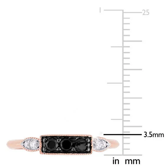 Rings JMS always Original Amour 10k Pink Gold 14 CT TDW Black and White Diamond Ring Rings JMS always Original Amour 10k Pink Gold 14 CT TDW Black and White Diamond Ring