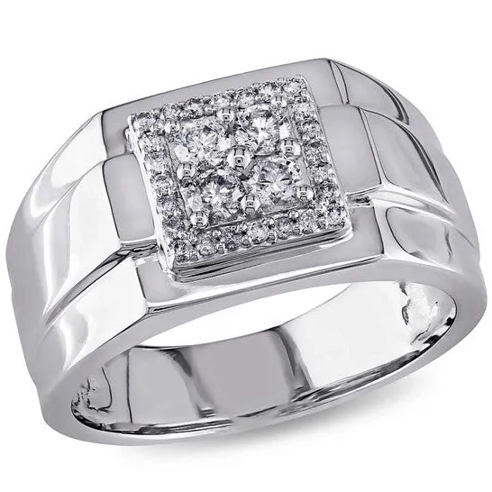 Rings JMS always Original Amour White Square 12 CT Diamond Mens Ring Rings JMS always Original Amour White Square 12 CT Diamond Mens Ring