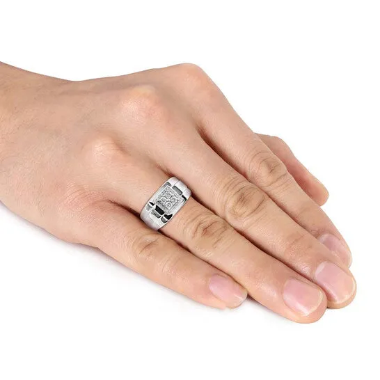 Rings JMS always Original Amour White Square 12 CT Diamond Mens Ring Rings JMS always Original Amour White Square 12 CT Diamond Mens Ring