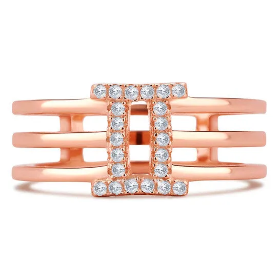 Rings JMS always Original DiamondMuse 020 Carat TW Roman Digit II Cubic Zirconia Rose Tone Fashion Ring Womens in Sterling Silver Rings JMS always Original DiamondMuse 020 Carat TW Roman Digit II Cubic Zirconia Rose Tone Fashion Ring Womens in Sterling Silver