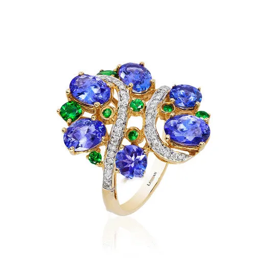 Rings JMS always Original Le Vian Ring Blueberry Tanzanite Forest Green Tsavorite Vanilla Diamonds set in 14K Honey Gold Ring Size 7 SVBH 53 Rings JMS always Original Le Vian Ring Blueberry Tanzanite Forest Green Tsavorite Vanilla Diamonds set in 14K Honey Gold Ring Size 7 SVBH 53