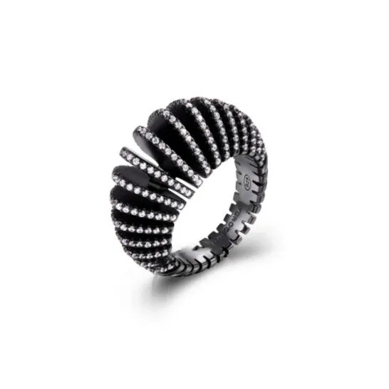 Rings JMS always Original Pianegonda Ring Dorifora Pdo35 925 Sterling Silver And Black Gun Ring With 224 White Zircons Rings JMS always Original Pianegonda Ring Dorifora Pdo35 925 Sterling Silver And Black Gun Ring With 224 White Zircons