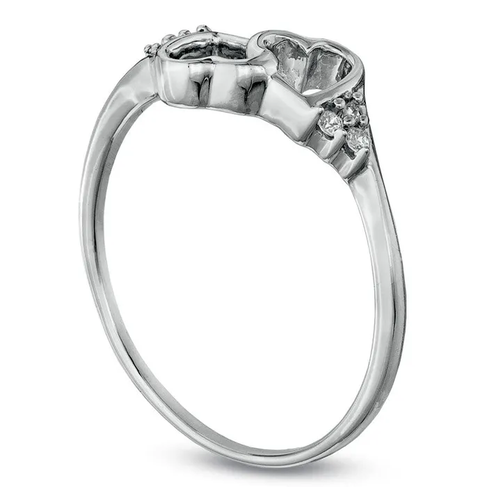 Rings Natural Diamond Accent Double Heart Promise Ring in Solid 10K White Gold Goldia
