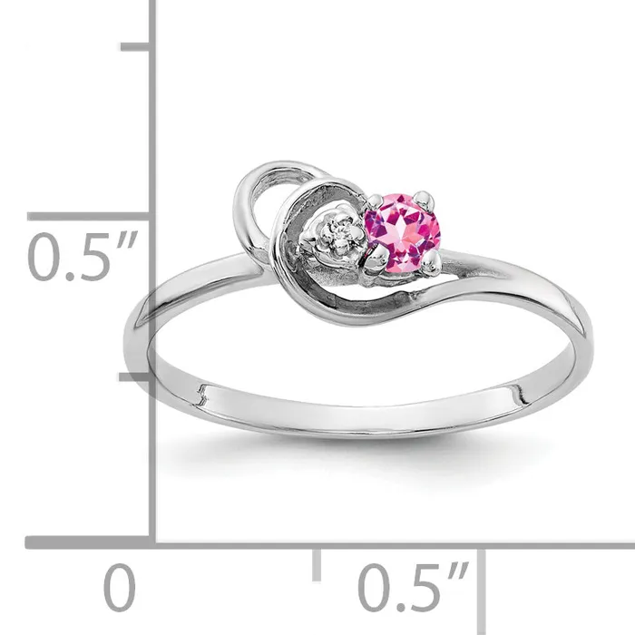 Rings Solid 14k White Gold 3mm PinK Simulated Sapphire AAA CZ Ring Goldia