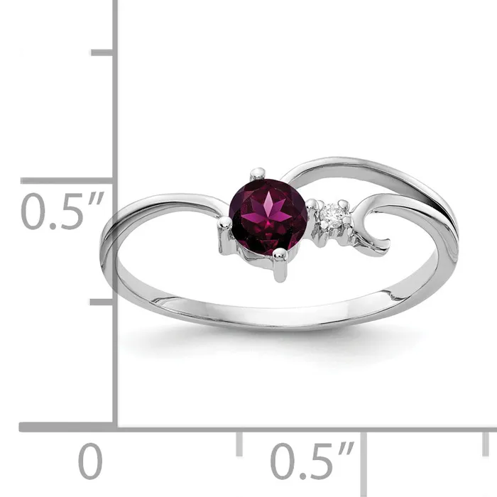 Rings Solid 14k White Gold 4mm Rhodolite Simulated Garnet AAA CZ Ring Goldia