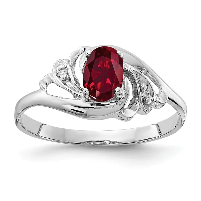 Rings Solid 14k White Gold 6x4mm Oval Created Simulated Ruby VS CZ Ring Goldia Rings Solid 14k White Gold 6x4mm Oval Created Simulated Ruby VS CZ Ring Goldia