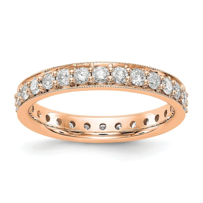 Rings Solid Real 14k Rose Gold Polished Vintage 1ct CZ Eternity Wedding Band Ring Goldia Rings Solid Real 14k Rose Gold Polished Vintage 1ct CZ Eternity Wedding Band Ring Goldia