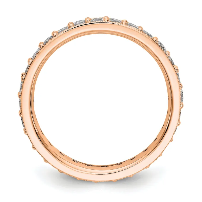 Rings Solid Real 14k Rose Gold Polished Vintage 1ct CZ Eternity Wedding Band Ring Goldia