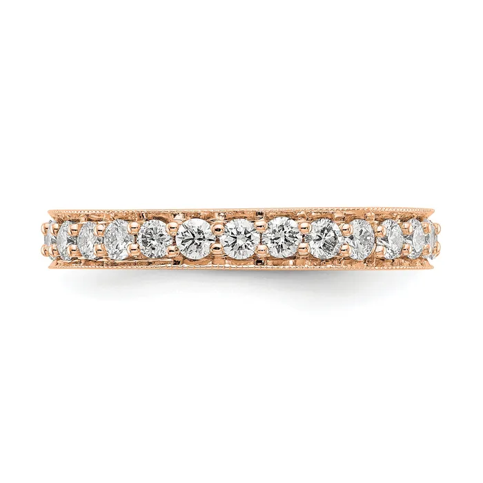Rings Solid Real 14k Rose Gold Polished Vintage 1ct CZ Eternity Wedding Band Ring Goldia