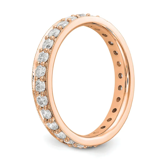Rings Solid Real 14k Rose Gold Polished Vintage 1ct CZ Eternity Wedding Band Ring Goldia