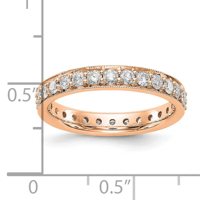 Rings Solid Real 14k Rose Gold Polished Vintage 1ct CZ Eternity Wedding Band Ring Goldia