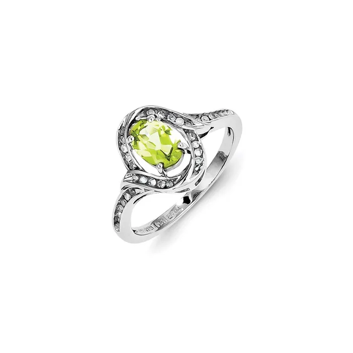 Rings Sterling Silver Diamond u0026 Peridot Ring Goldia