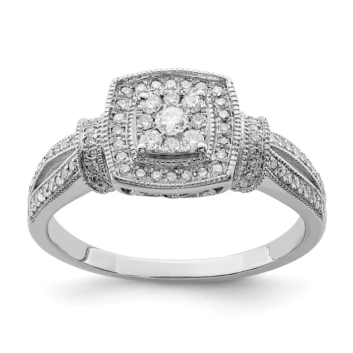 Rings Sterling Silver Rhodium Diamond Ring Goldia