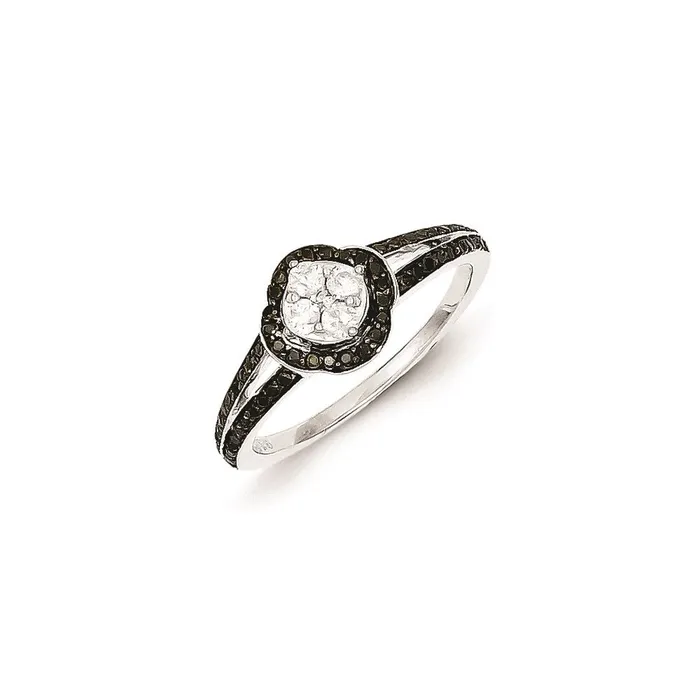 Rings Sterling Silver Rhodium Plated Black u0026 White Diamond Ring Goldia