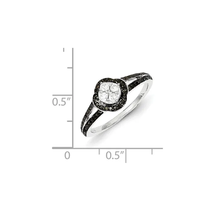 Rings Sterling Silver Rhodium Plated Black u0026 White Diamond Ring Goldia