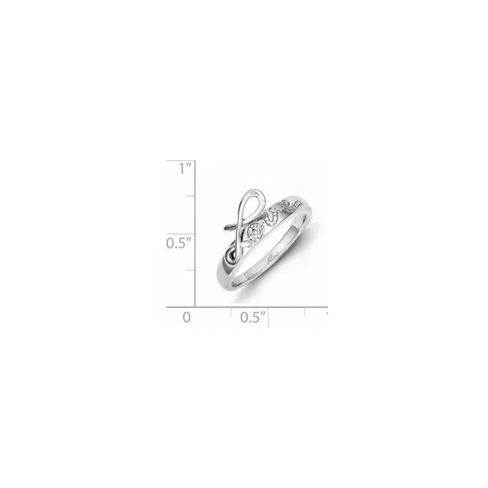 Rings Sterling Silver Rhodium Plated Diamond Love Ring Goldia