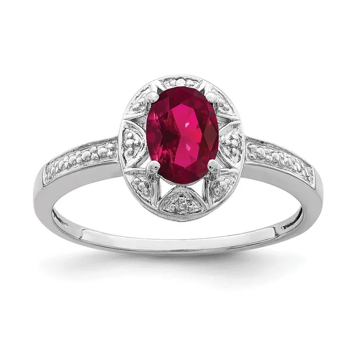 Rings Sterling Silver Rhodiumplated Diamond u0026 Created Ruby Ring Goldia