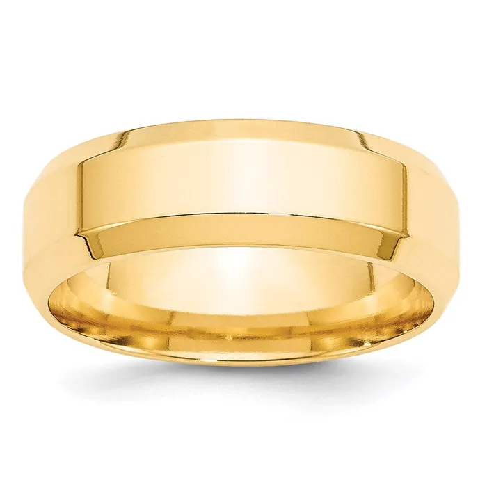Solid 10K Yellow Gold 7mm Bevel Edge Comfort Fit MensWomens Wedding Band Ring Size 115 Goldia Rings Solid 10K Yellow Gold 7mm Bevel Edge Comfort Fit MensWomens Wedding Band Ring Size 115 Goldia Rings