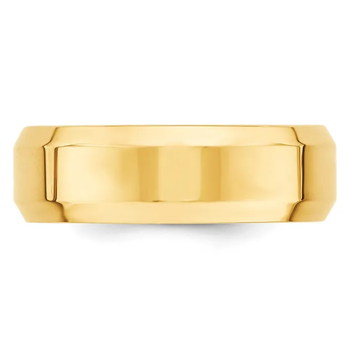 Solid 10K Yellow Gold 7mm Bevel Edge Comfort Fit MensWomens Wedding Band Ring Size 115 Goldia Rings Solid 10K Yellow Gold 7mm Bevel Edge Comfort Fit MensWomens Wedding Band Ring Size 115 Goldia Rings
