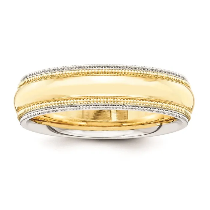 Solid 10K Yellow Gold TwoTone 5mm MilgrainedEdged Size 6 Wedding MensWomens Wedding Band Ring Goldia Rings Solid 10K Yellow Gold TwoTone 5mm MilgrainedEdged Size 6 Wedding MensWomens Wedding Band Ring Goldia Rings
