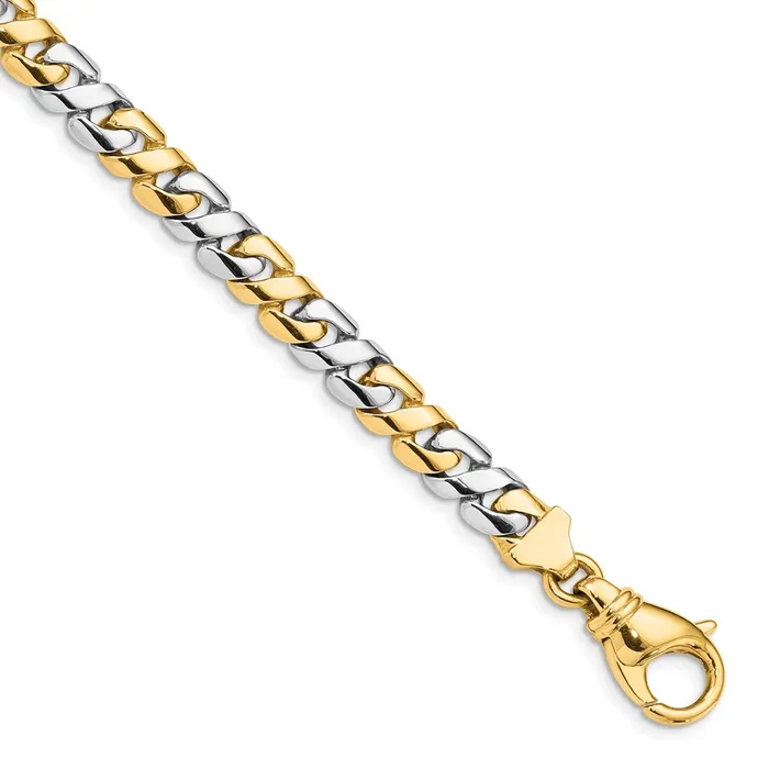 Solid 14K Twotone Gold 20 inch 71mm Hand Polished Fancy Link with Fancy Lobster Clasp Chain Necklace MDS Necklaces