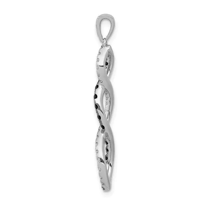 Solid 14k White Gold 14ct BlacK and Simulated CZ Twisted Pendant Goldia Necklaces