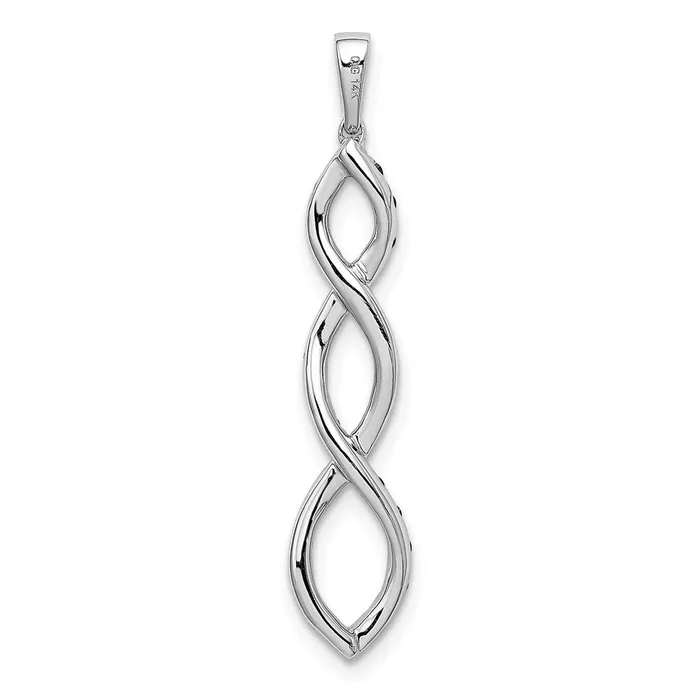 Solid 14k White Gold 14ct BlacK and Simulated CZ Twisted Pendant Goldia Necklaces