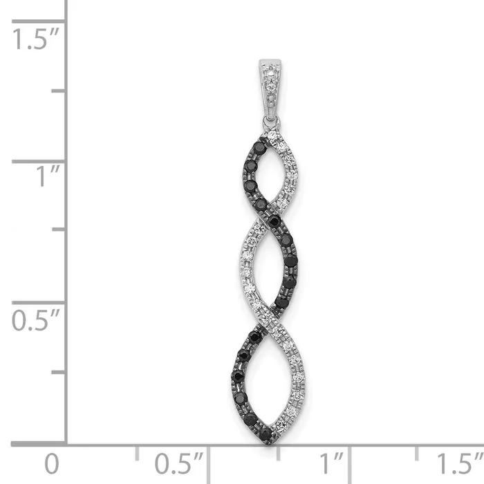 Solid 14k White Gold 14ct BlacK and Simulated CZ Twisted Pendant Goldia Necklaces