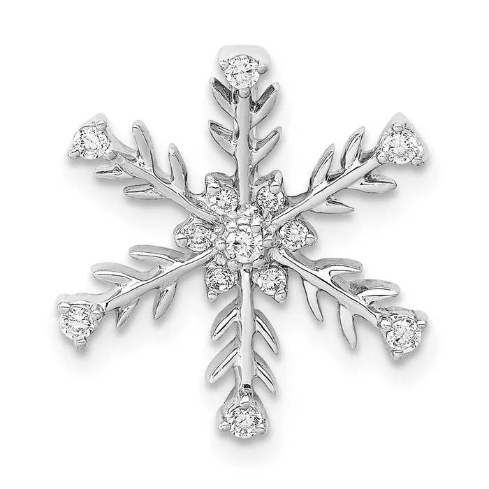 Solid 14k White Gold 16ct Simulated CZ SnowflaKe Chain Slide Goldia Necklaces Solid 14k White Gold 16ct Simulated CZ SnowflaKe Chain Slide Goldia Necklaces
