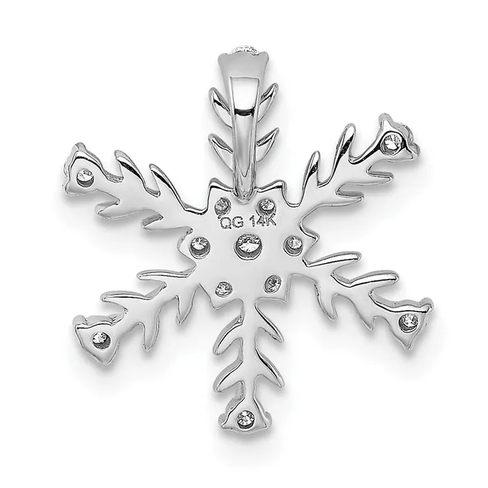Solid 14k White Gold 16ct Simulated CZ SnowflaKe Chain Slide Goldia Necklaces