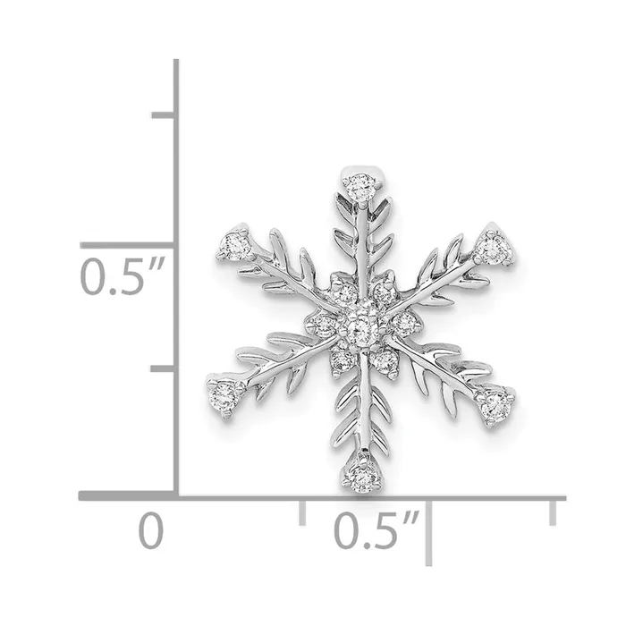 Solid 14k White Gold 16ct Simulated CZ SnowflaKe Chain Slide Goldia Necklaces