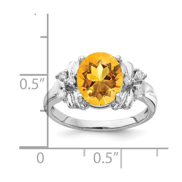 Solid 14k White Gold 10x8mm Oval Simulated Citrine A CZ Ring Goldia Rings