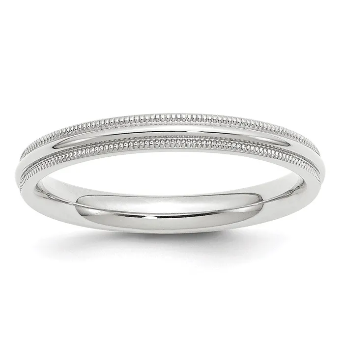 Solid 14K White Gold 3mm Milgrain Comfort Fit MensWomens Wedding Band Ring Size 8 Goldia Rings Solid 14K White Gold 3mm Milgrain Comfort Fit MensWomens Wedding Band Ring Size 8 Goldia Rings