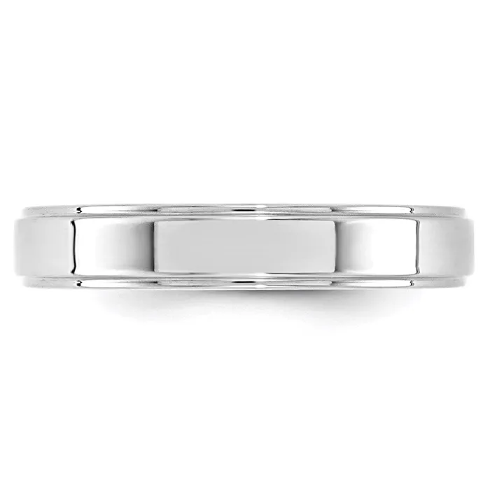 Solid 14K White Gold 4mm Flat with Step Edge MensWomens Wedding Band Ring Size 9 Goldia Rings Solid 14K White Gold 4mm Flat with Step Edge MensWomens Wedding Band Ring Size 9 Goldia Rings