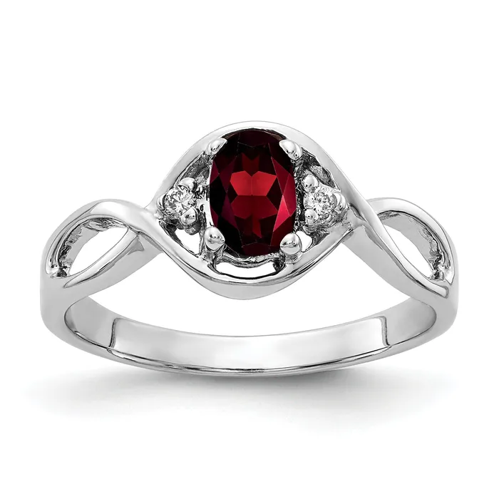 Solid 14k White Gold 6x4mm Oval Simulated Garnet ChecKer VS CZ Ring Goldia Rings Solid 14k White Gold 6x4mm Oval Simulated Garnet ChecKer VS CZ Ring Goldia Rings