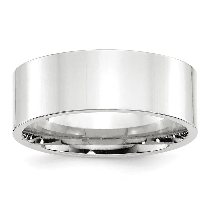 Solid 14K White Gold 8mm Standard Flat Comfort Fit MensWomens Wedding Band Ring Size 5 Goldia Rings