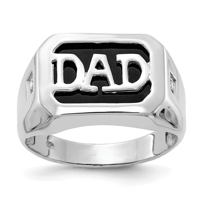 Solid 14k White Gold AAA Simulated CZ mens Ring Goldia Rings