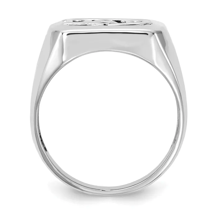 Solid 14k White Gold AAA Simulated CZ mens Ring Goldia Rings