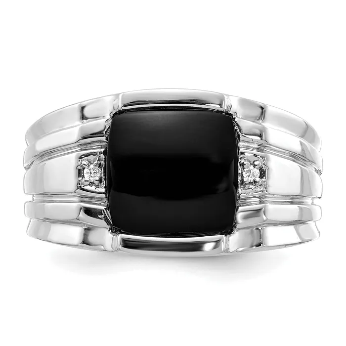 Solid 14k White Gold AAA Simulated CZ mens Ring Goldia Rings