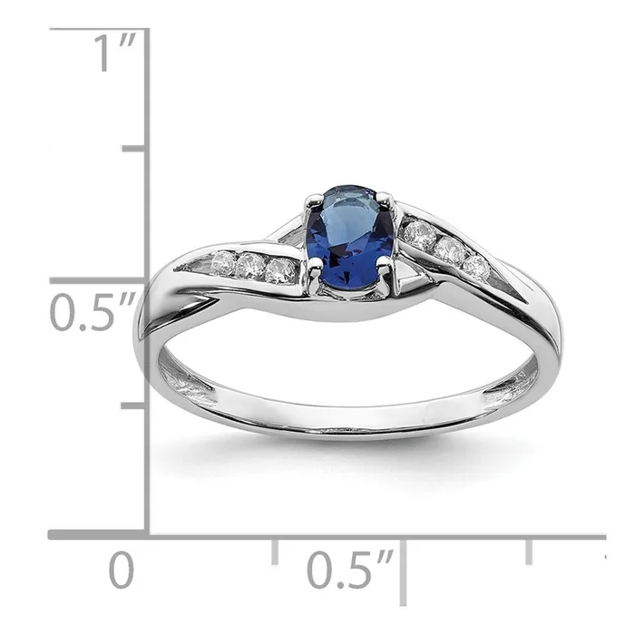 Solid 14k White Gold Oval Simulated Sapphire CZ Ring Goldia Rings