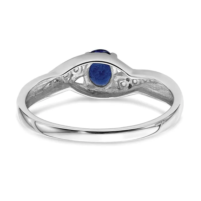 Solid 14k White Gold Oval Simulated Sapphire CZ Ring Goldia Rings