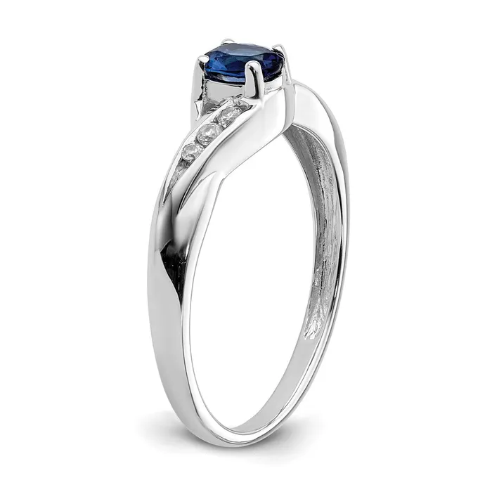 Solid 14k White Gold Oval Simulated Sapphire CZ Ring Goldia Rings